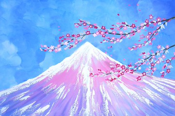 富士山畫、原畫、山水畫、牆飾