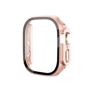 Apple Watch 錶殼 全包覆經典系列 Apple Watch Ultra 2/Ultra 49mm 9H鋼化玻璃貼+錶殼 一體式保護殼(玫瑰金)