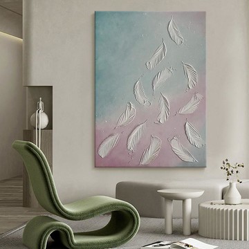 壁畫 ins風潮流雉羽毛純手繪油畫簡約玄關裝飾畫客廳肌理手工新款掛畫