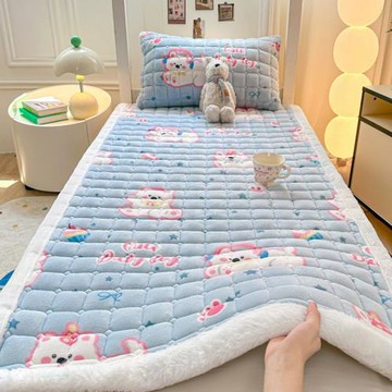 2025年新款A類牛奶絨印花夾棉床墊床護墊學生宿舍鋪底供直播