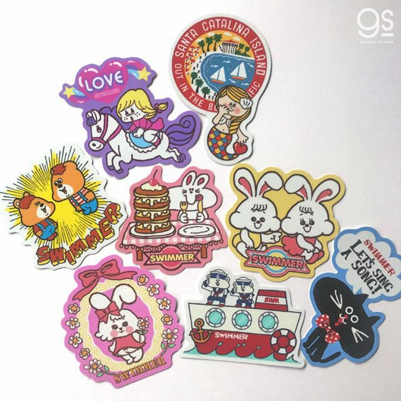 Swimmer パンケーキ キャラクターステッカー スイマー ブランド イラスト かわいい パステル レトロ 雑貨 Swm006 Gs 公式グッズ 通販 Lineポイント最大get Lineショッピング