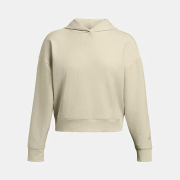 【UNDER ARMOUR】Journey Rib OS 連帽長袖套頭衫 女 帽T 若芽色-1382732-273