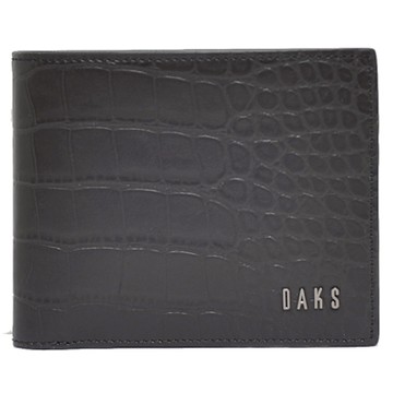 DAKS 經典鱷魚壓紋品牌字母LOGO卡片證照機能短夾(黑色)