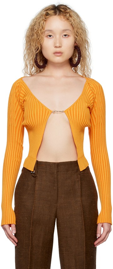 JACQUEMUS 橙色 Le Raphia 系列 La Maille Pralù Longue 开衫