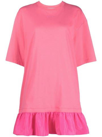 MSGM - logo-embroidered T-shirt dress - women - Cotton/Polyester - S - Pink