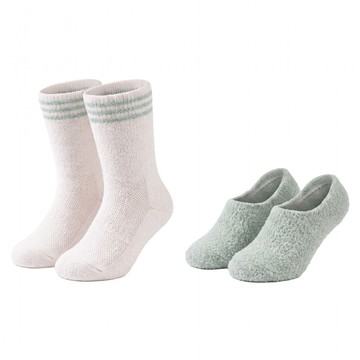 KIDS CLARA Frida 秋冬保暖嬰兒童襪子套組 及膝襪 + 隱形襪  薄荷綠 Mint  M