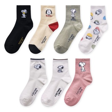 【ONEDER旺達】史努比系列長襪 台灣製棉襪女襪