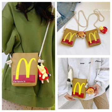 小包包麥麥周邊麥當勞薯條帆布包學生漢堡布袋創意零錢單肩斜背包