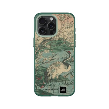 iPhone 15 Pro Max Clear 憂墨綠 - Van Gogh Museum - 鶴與櫻花選自草木花鳥圖會系列