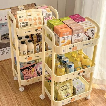 居家好物🌟帶輪小推車廁所儲物置物架客廳落地移動零食收納架家用多層儲物架