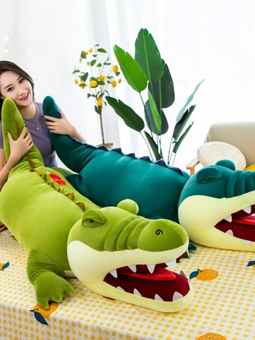 超軟兇猛趴趴張嘴鱷魚抱枕布娃娃毛絨玩具男生款床上抱著大號公仔（45cm以上的商品麻煩客人選擇宅配哦，謝謝）