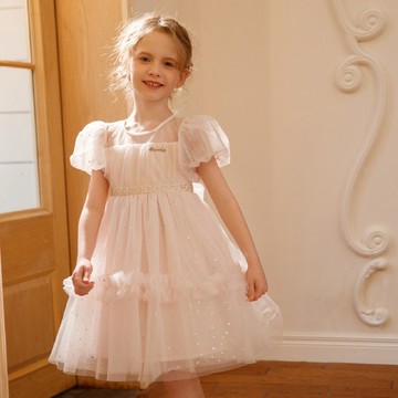 110-150 星光荷葉擺紗袖禮裙