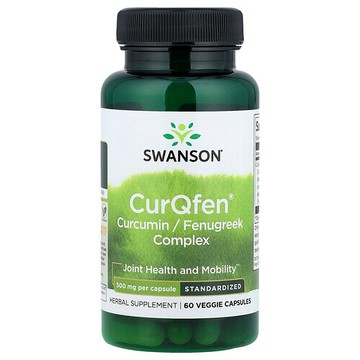 Swanson Vitamins, CurQfen® 姜黃素/胡蘆巴複合物，標準化，500 毫克，60 粒素食膠囊