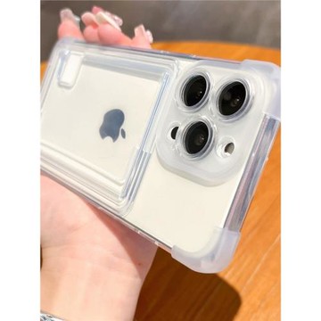 氣囊保護鏡頭全包帶iPhone13推口適用矽膠透明卡包11十五手機15卡套14Promax殼放蘋果17照片插四角新款軟卡式