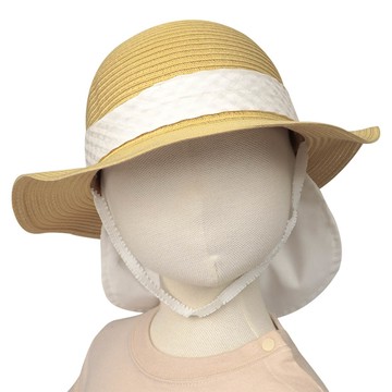 akachan honpo - 圓頂帽-可洗可折疊 附防曬遮陽布-咖啡色