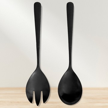 《Premier》不鏽鋼沙拉叉匙2件-黑-- 野餐分食 湯匙叉子