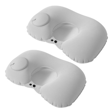 咪咪購物 充氣頸枕附收納袋 深灰色 旅行午睡頸部支撐  37x27cm