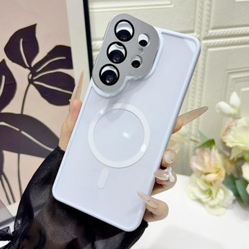 精孔鏡頭支架 膚感軟邊 亮面磁吸 手機殼 適用於 三星Galaxy  S24 S25 S26 Ultra 防摔殼 保護殼