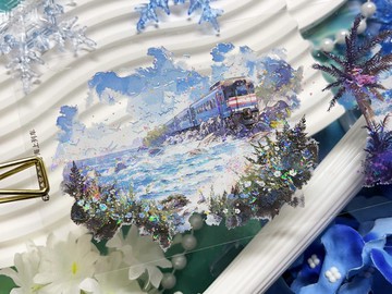 海上列車 PET 紙膠帶 貝殼光 10米卷