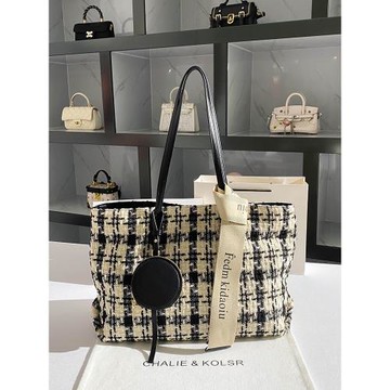 CHALIE&KOLSR大容量毛呢托特包包女2025秋冬新款高級感通勤單肩包