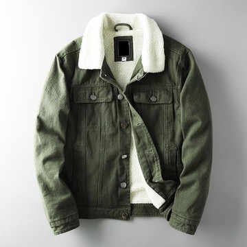 二棉羊羔毛外套男冬季加絨棉衣出口尾單男裝男士美式外貿工裝棉服