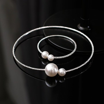 新款結婚飾品頸鏈鎖骨鏈手鏈配飾頸箍精致水鉆新娘婚紗配飾品