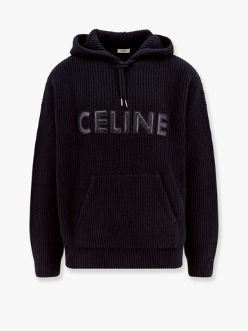 Ribbed wool sweater with celine leather patch - CELINE - gender_Man