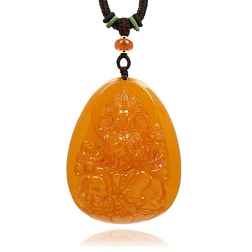 【正佳珠寶】蜜蠟琥珀 蒐藏級雞油黃 普賢菩薩 30.7g 蜜蠟吊墜