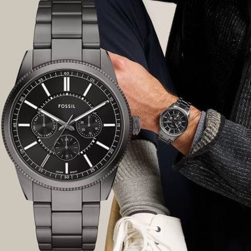 FOSSIL Pearson 多功能三眼手錶 新春開運 送禮首選-槍灰/42mm FS6136