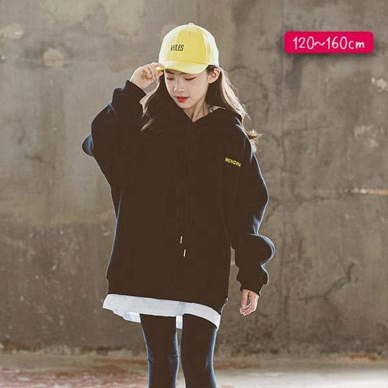 女の子 重ね着風トップス 秋 冬 厚手 パーカー フリース レディース 黒 女の子 ブラック フリースパーカー ゆったり 大きめ ラフ トップス カジュアル おしゃれ 通販 Lineポイント最大get Lineショッピング