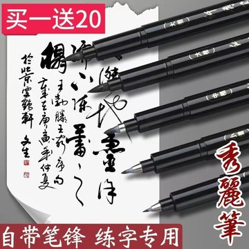 🌸相遇🌸秀麗筆自帶筆鋒書法專用軟頭小楷練字筆中楷鋼筆式毛筆可加墨 中楷 鋼筆式毛筆 可加墨 極細抄經筆 抄經筆