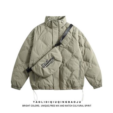 美式復古90白鴨絨羽絨服外套女冬季潮牌帶挎包情侶加厚保暖上衣服