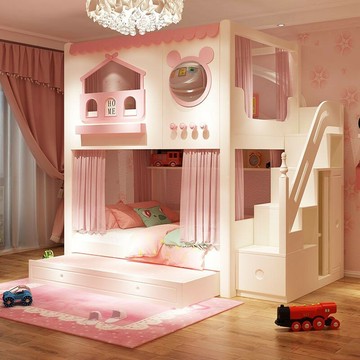 免運公司貨 樹屋床 兒童床 上下床 儿童床 双层床 女孩公主城堡床 多功能儿童树屋同宽床 高低床 可開發票 全館五折 工廠現貨直銷 新品特價 z11012