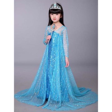 冰雪奇緣公主裙子高端正版生日禮服拖地長裙女elsa萬圣節裙