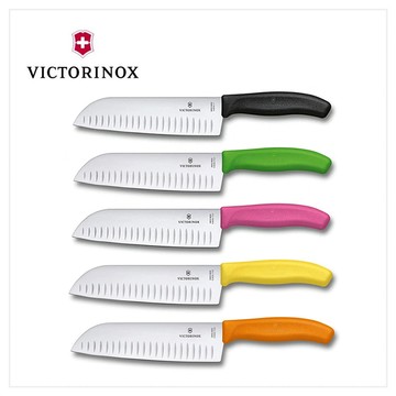 VICTORINOX 瑞士維氏 日式主廚三德刀 黑/綠/桃/黃/橘 6.8523.17B/6.8526