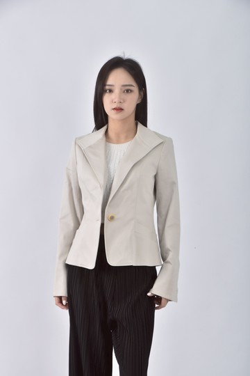 (S) michel klein質感棉質素面杏色外套