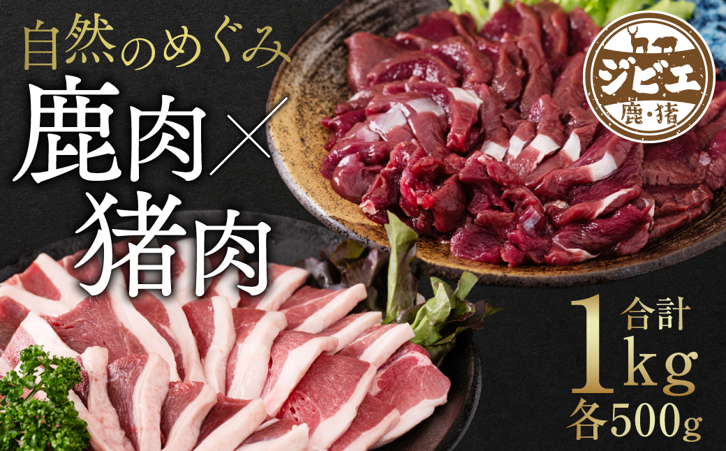 自然のめぐみ 猪肉 500g 鹿肉 500g 合計1kg ジビエ