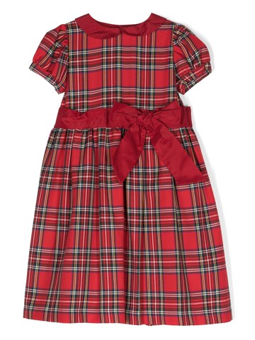 Siola - bow-detail plaid midi dress - kids - Cotton/Polyester - 10 yrs - Red