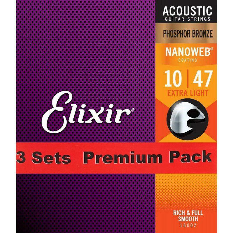 ELIXIR Acoustic Phosphor Bronze with NANOWEB Coating 3SET PACK