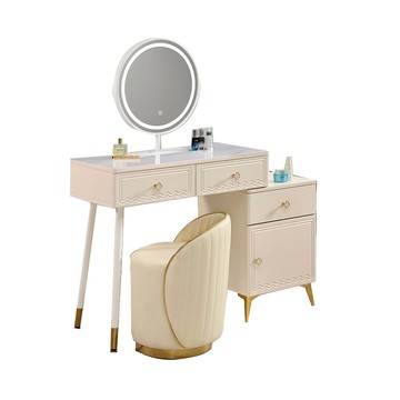 澤野三抽伸縮玻璃鏡台(含椅)