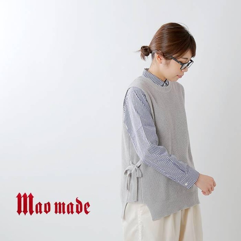 mao made マオメイド リネンコットンサイドリボンベスト 011111o