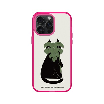 iPhone 15 Pro Max Clear 粉漾桃 - ilovedoodle (Lim Heng Swee) - Cat and Plant - 龜背芋
