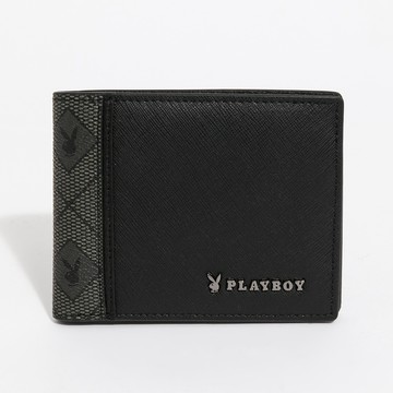 PLAYBOY - 基本短夾附零錢袋  Black Knight系列 - 黑色