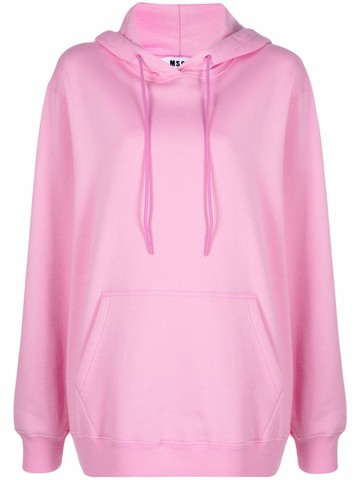 MSGM - drawstring cotton hoodie - women - Cotton - XXS - Pink