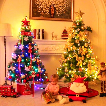 松針圣誕樹套餐1.5米圣誕節裝飾品擺件套裝店鋪店面開業場景布置