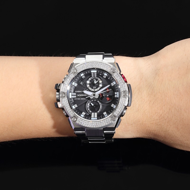 G-SHOCK GST B100 メタルバンド シルバー CZダイヤ（キュービック ...