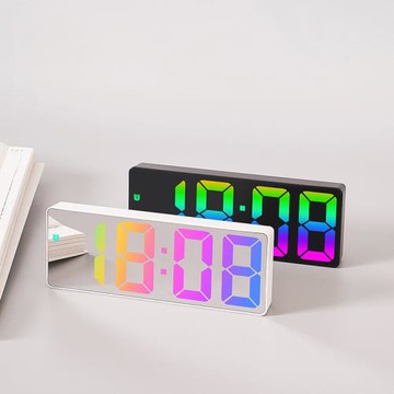 ins電子時鐘小鬧鐘鬧鐘學生專用LCD彩屏鏡面數字鐘LED學生鬧鐘