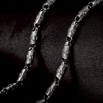 【JK銀飾】六字真言經輪 ／925純銀【銀鍊、項鍊、鍊條】