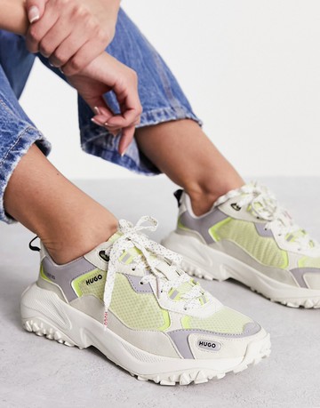 HUGO GO1ST trainers in white and yellow