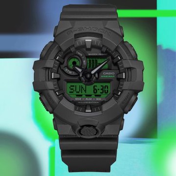 CASIO 卡西歐 G-SHOCK 醒目黑x電光綠 大錶徑雙顯錶 男錶 送禮 禮物 推薦 GA-700BEG-1A